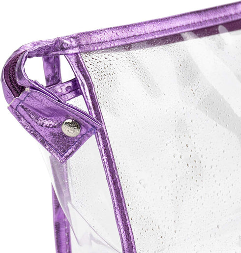 Hedume 10 Pcs Transparent Waterproof Cosmetic Bag, PVC Clear Makeup Organizing Bags with Zipper for Travel