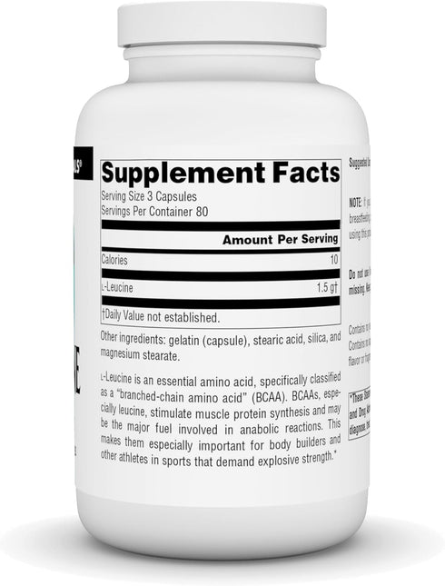 Source Naturals L-Leucine, Energy Support, Free Form Essential Amino Acid Supplement, 240 Capsules