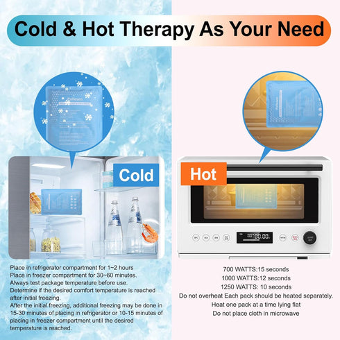 Ice Packs for Injuries Reusable, Soft Gel Hot and Cold Therapy Packs, Adjustable Wrap for Pain Relief (3-Piece Set)