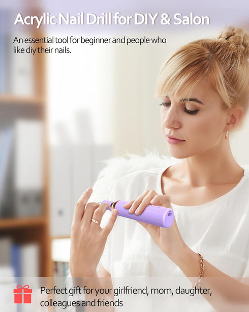 Nail Drill, Cordless Electric Files for Gel Nails, Rechargeable Wireless Efile Manicure Kit for Women
