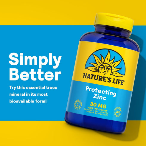Zinc Picolinate 30mg Plus 2mg of Copper, Nature's Life, Chelated Zinc Supplement, 250 Servings