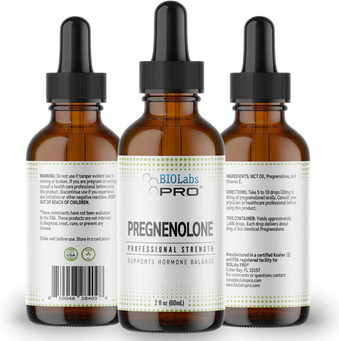 Pregnenolone Oil - Natural Bio-identical Hormone Balance Supplement, 2oz Bottle - Six Month Supply