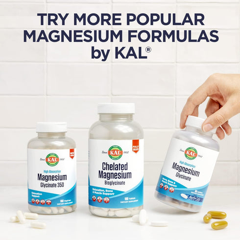 KAL Vitamin D3 & Magnesium Glycinate - Enhanced Absorption Formula with BioPerine for Muscle & Bone Health Support,