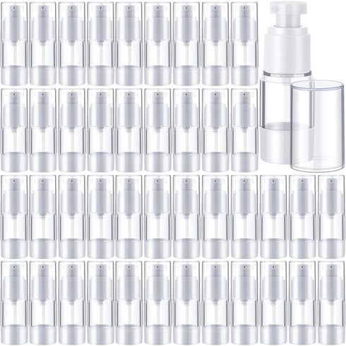 Yaomiao 50 Pcs Airless Pump Bottle - 0.5 oz 15 ml Plastic Cosmetic Lotion Dispenser