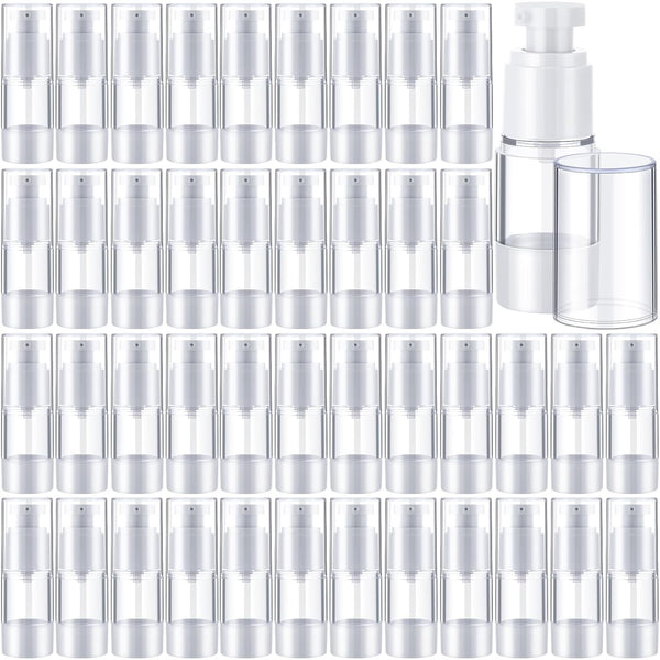 Yaomiao 50 Pcs Airless Pump Bottle - 0.5 oz 15 ml Plastic Cosmetic Lotion Dispenser