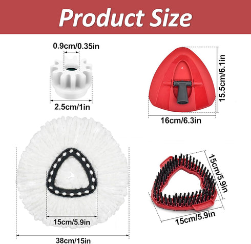 Set 1-Tank Mop Heads Replacements,Scrubber Head,Base and Pedal Bearing Replacement Combo for O-Cedar EasyWring