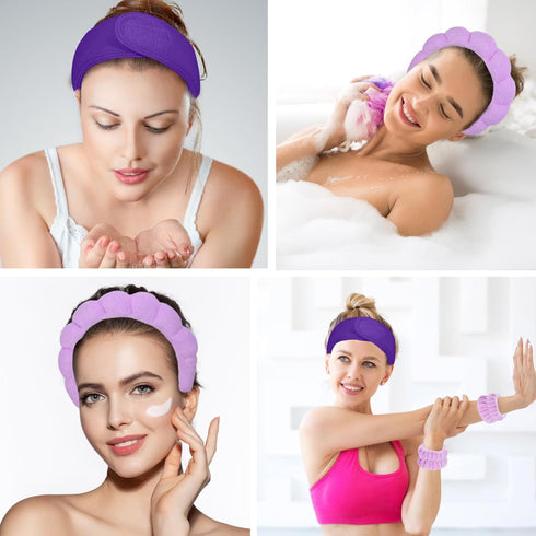 20 Piece Spa Headband and Wristband Set, Face Wash Headband, Bubble Headband, Skin Care Products Gifts for Ladies