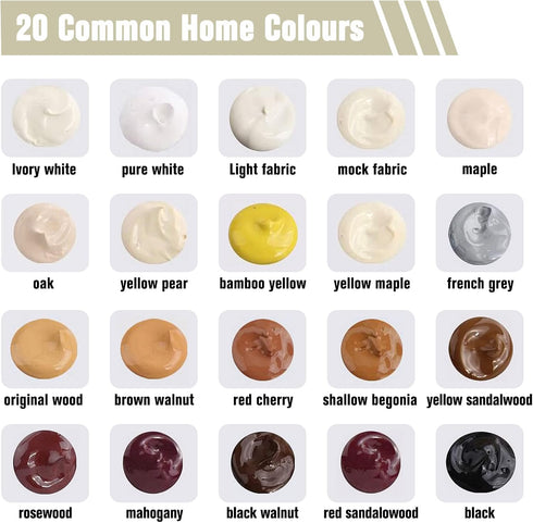 Wood Repair Kit Restore Any Wood Furniture, 20 Colors Resin Repair Compounds Cover Surface Scratch for Stains, Scratches, Floors, Tables, Desks, Carpenters, Bedposts, Touch-Ups, Cover-Ups
