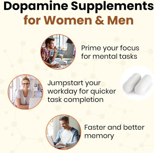 Dopamine Supplement - Mucuna Pruriens Seed Extract with Premium Vitamins & Minerals for Mental Clarity, 60 Capsules