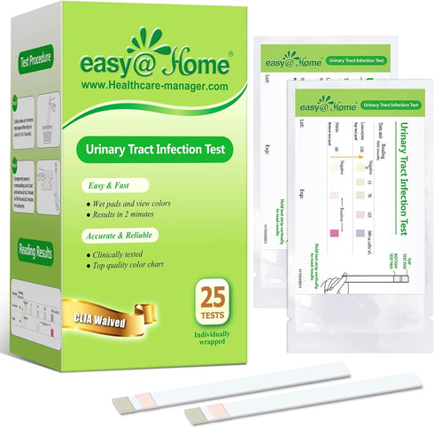 Easy@Home 25 Individual Pouch Urinary Tract Infection Test Strips, UTI Urine Testing Kit for Detection
