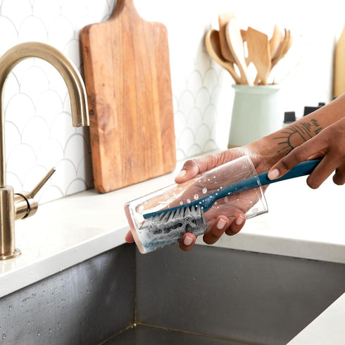 Full Circle Clean Ocean Bottle Long Handle Brush for Deep Cleaning Water Bottles, Baby Bottles, Made from Recycled