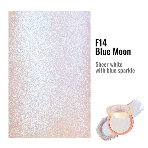 Oulac Luminisers Blush Face & Eyeshadow 2 in 1 Glow,Brighten Skin As Highlighter Makeup, Shimmer Blusher,Buildable and Vegan Cosmetics,4.8g F14 Blue Moon