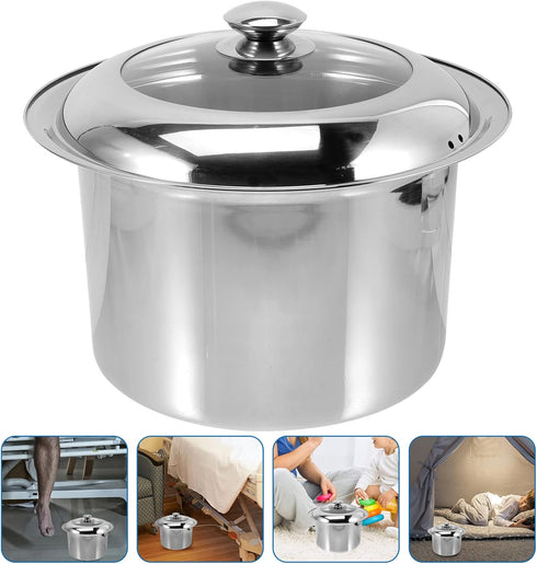 Portable Stainless Steel Spittoon Urinal - Easy to Clean Bedside Potty