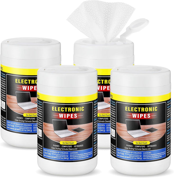 4 Pack Electronic Screen Cleaner Wipes, 240 Count for TV, Phone, Computer, Laptop, and Monitor