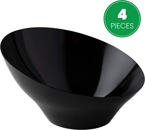 Plasticpro Disposable Angled Plastic Bowls Round Serving Bowls, Party Snack or Salad Bowl, Heavy Duty, Elegant Black, Pack of 4… by PLASTICPRO