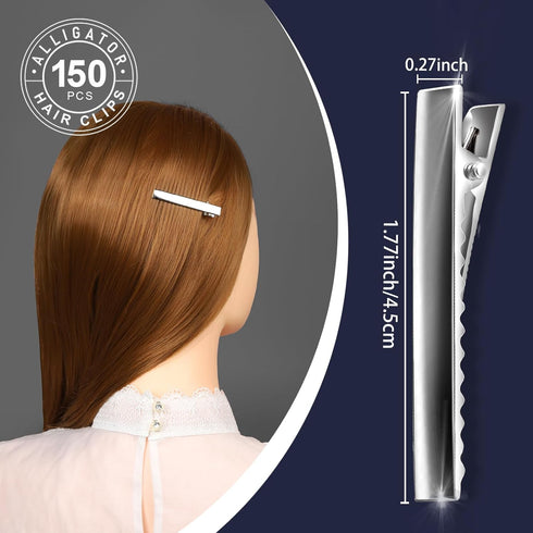 YGDZ Alligator Hair Clips, 150pcs 1.77 Inch Metal Hair Bow Clips for Bows Making Crafts (4.5cm)