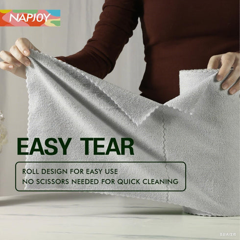 Napjoy 75PK 12" 12", Microfiber Cleaning Cloth Roll, Easy Tear Away Reusable Paper Towels, x Lint-Free and Scratch-Free