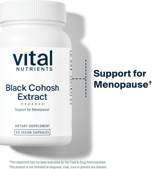 Vital Nutrients Black Cohosh Extract 250mg, Vegan Supplement for Women’s Menopause, 60 Capsules