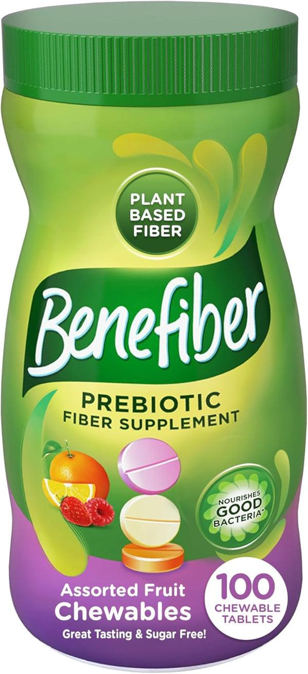 Benefiber Chewable Prebiotic Fiber Supplement Tablets - Assorted Fruit Flavors | 100 Count