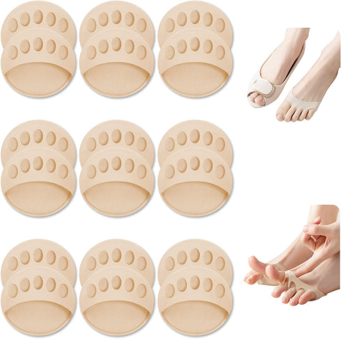 18 Packs Metatarsal Pads, Ball of Foot Cushions for Pain Relief, High Heels Toe Pads for Men Women, Invisible Socks