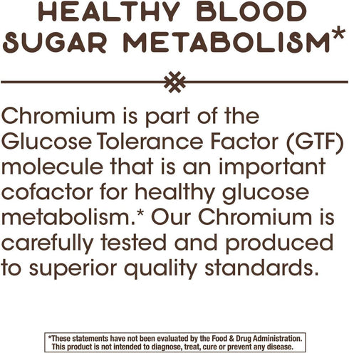 Nature's Way GTF Chromium, 200 mcg per Serving for Metabolism Support