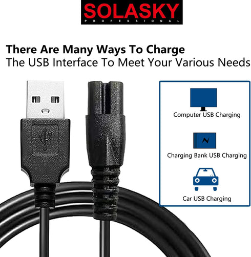 Universal Head Shaver Charger Cord, USB Charging Cable Compatible with Bird Freedom Skull Shaver and Many Brands