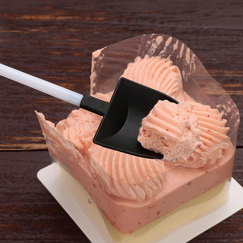 LJJCSFF 20 PCS Black Shovel Spoons Dessert Mini Pudding Spoons Plastic Shovel Spoons Disposable Tiny Shovel Spoon