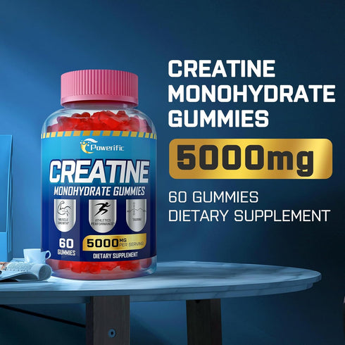 Creatine Monohydrate Gummies - 5g Per Serving, Chewable Creatine for Men & Women, Taurine & B6, Organic