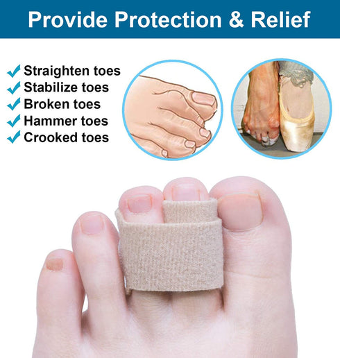 Sumifun Hammer Toe Corrector Straightener for Women, 12 Packs of Toe Tapes, Beige Toe Brace for Broken & Crooked Toes