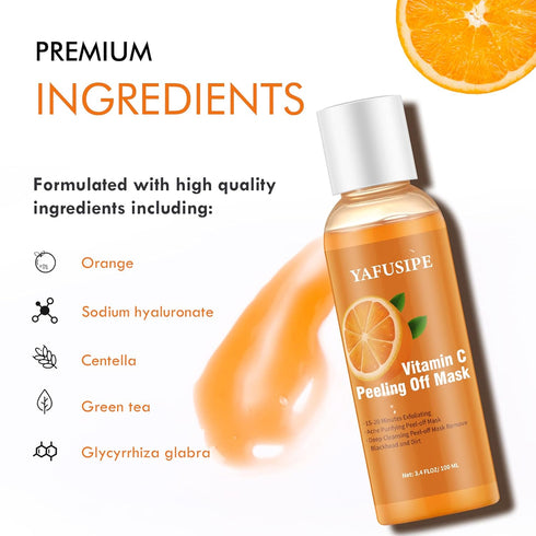Peel Off Face Mask Vitamin C, Blackhead Remover Mask, Gentle Exfoliating Poreless Deep Cleanse Mask for Face and Neck