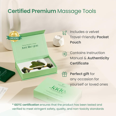 PLANTIFIQUE Jade Roller & Gua Sha Set, Real Jade Facial Tools for Skin Care Routine