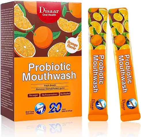 Probiotic Mouthwash, 0.11fl.oz X 20pcs, Removes Tooth Stains, Soft Cool Mouth Feeling, Protect Clean Deodorant Teeth -