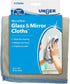 Unger Microfiber Glass and Mirror Cloths, 12” x 12”, 2 Pack, Reusable Cleaning Towels for Streak-Free Results