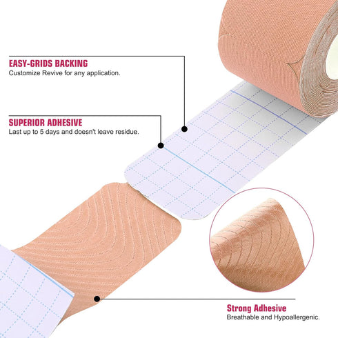 Kinesiology Tape Precut (1 Pack), Elastic Therapeutic Sports Tape for Pain Relief and Injury Recovery, Beige