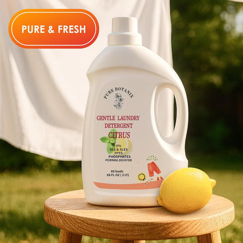 Pure Botanix 68 Oz 66 Citrus Organic Plant- Based Laundry Detergent Fl | Loads, Natural Hypoallergenic Non-Toxic Soap