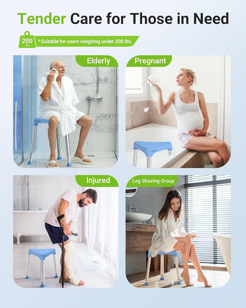 400 lbs Space-Saving Triangular Shower Chair for Elderly and Disabled, FSA/HSA Eligible Adjustable Shower Stool Seat