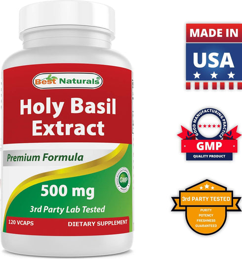 Best Naturals Holy Basil Stress Management, 500 mg, 120 Veggie Capsules