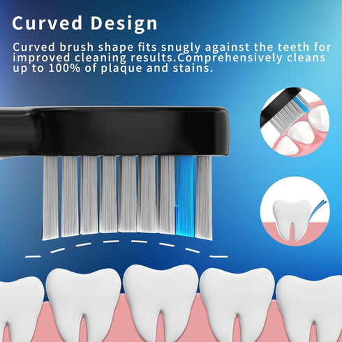 Toothbrush Replacement Heads, 6 Pcs Compatible with Waterpik Sonic Fusion SF01 SF02 / Sonic Fusion 2.0 SF03 SF04, Black
