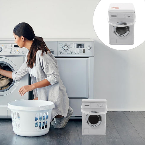 VILLCASE Large Capacity Laundry Powder Box, Metal Washing Machine Shaped Container with Handle