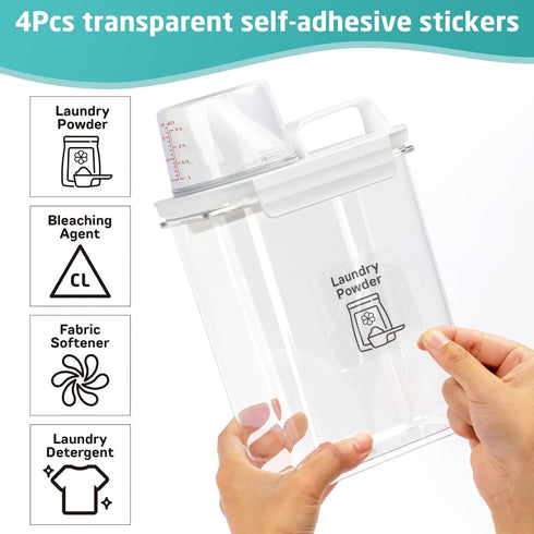 Laundry Detergent Dispenser-2 Pack, 61 oz Detergent Dispenser with 4 Removable Labels, Laundry Soap Dispenser for Laundry Room Organization and Storage, BPA Free & PET Plastic Clear by Bikkii