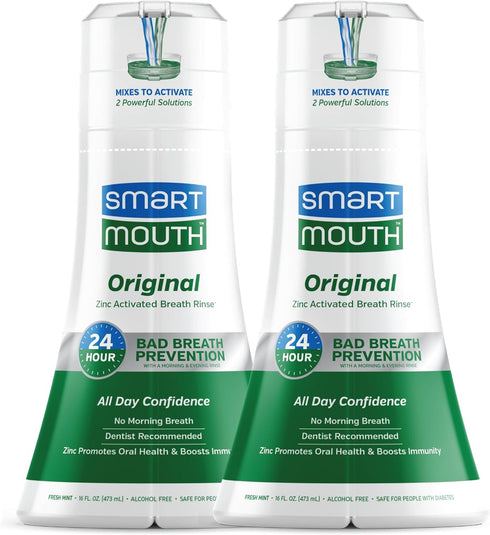 SmartMouth Original Activated Mouthwash, Adult Mouthwash for Fresh Breath, 16 fl oz (2 Pack)