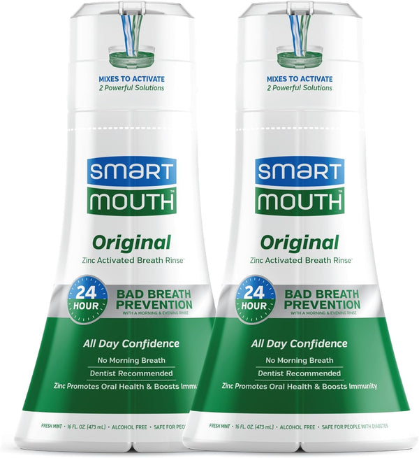 SmartMouth Original Activated Mouthwash, Adult Mouthwash for Fresh Breath, 16 fl oz (2 Pack)