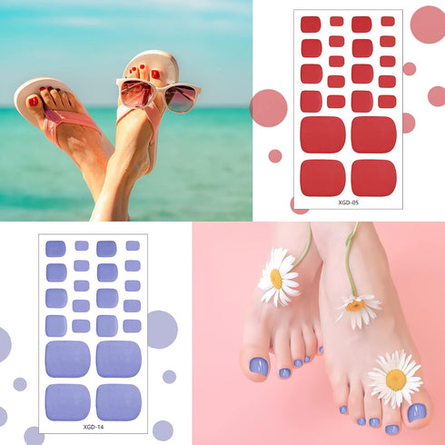 Maitys 352 Pieces Toenail Polish Stickers, 16 Sheets Adhesive Toe Nail Wraps with 2 Nail Files for DIY Manicure (Chic