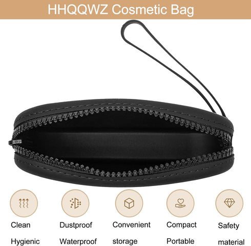 Portable Silicone Makeup Bag for Women, Small Travel Waterproof Cosmetic Bag with Zipper Closure (Black)