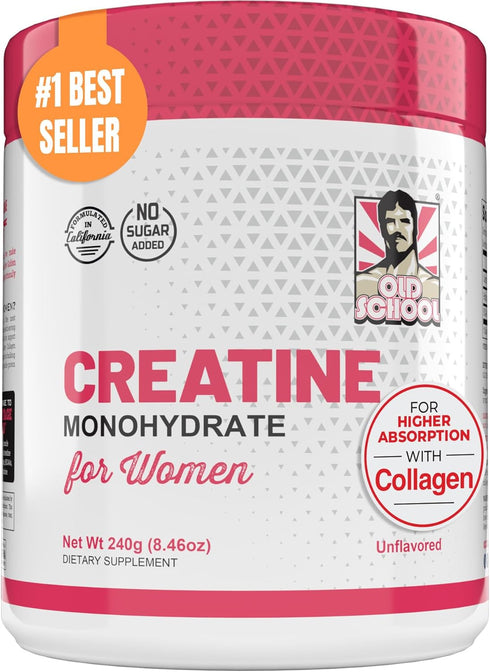 5g Creatine Monohydrate Powder for Women with 2000mg Collagen +1g BCAA 2:1:1, 240g - No Fillers