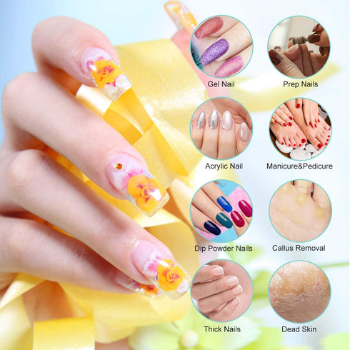 Portable Professional Nail Drill, Electric Nail File 20000RPM Manicure Machine Set with Bits and Brush for Acrylic Gel