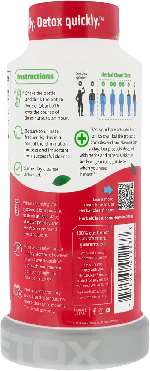 Herbal Clean QCarbo16 Premium Detox Drink, Tropical Flavor, 16 Fl Oz