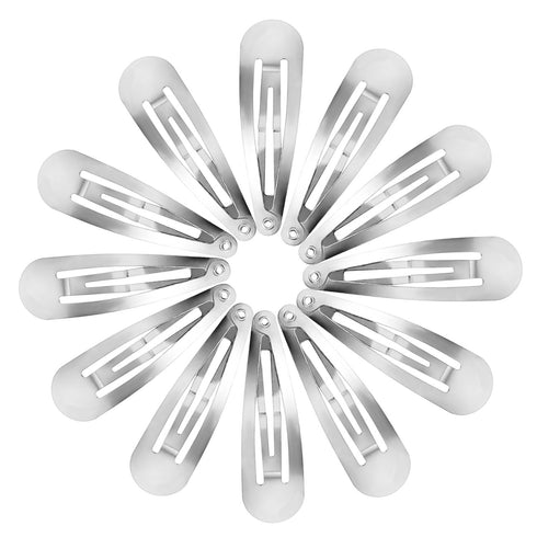 Hotop 50 Pack Hair Clips Snap Barrettes for Kids, Girls and Women, 50 mm (Silver)