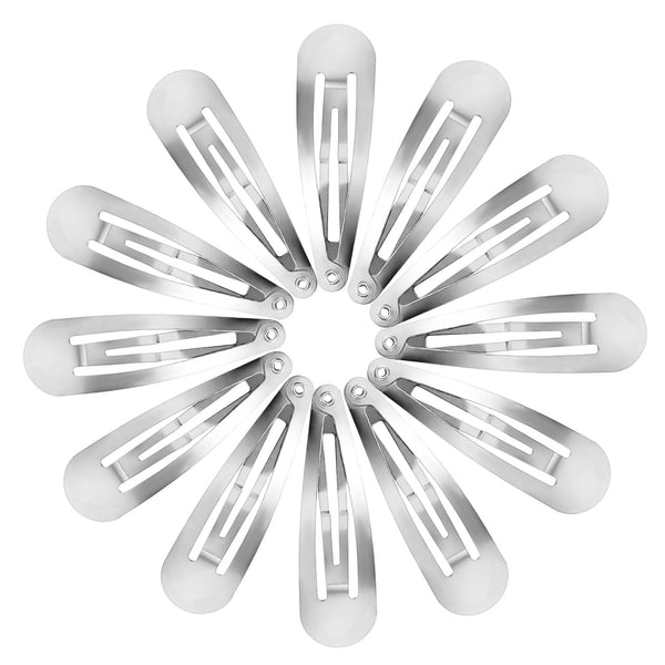 Hotop 50 Pack Hair Clips Snap Barrettes for Kids, Girls and Women, 50 mm (Silver)