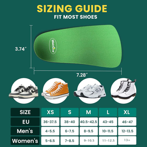 Arch Support Insoles for Women Men - Welnove 3/4 Length Orthotic Shoe Inserts for Plantar Fasciitis and Heel Pain